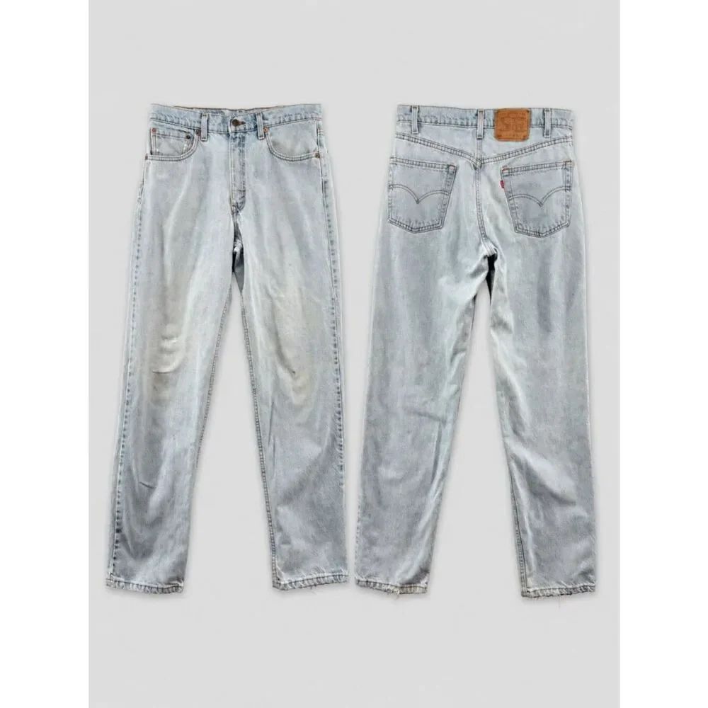 Vintage 90s Levi’s 550 Jeans Made USA 34x34 Light Wash Distressed Stained